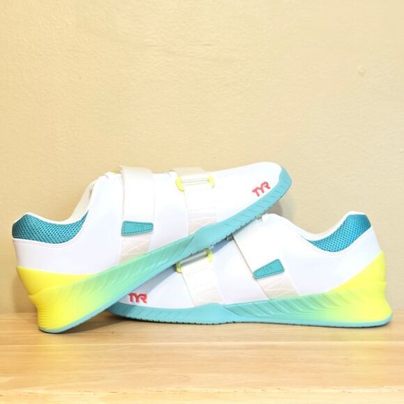 TYR L-1 Lifter Weightlifting Shoes White Turquoise Men\'s Size 10 Women\'s 11.5